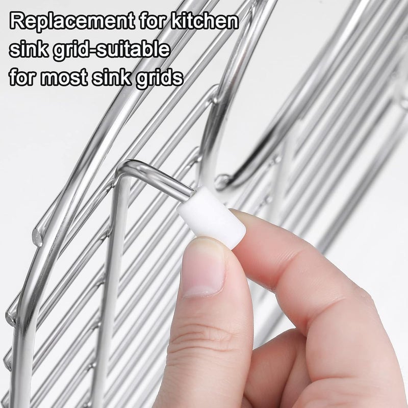 Romooa 60 Pieces Rubber Feet for Grid Sink Protector Rubber Grid Kitchen Sink Wire Protective Rack Feet Grate Wire Bumper Replacement Protector Parts for Kitchen Rack(White) - Image 3